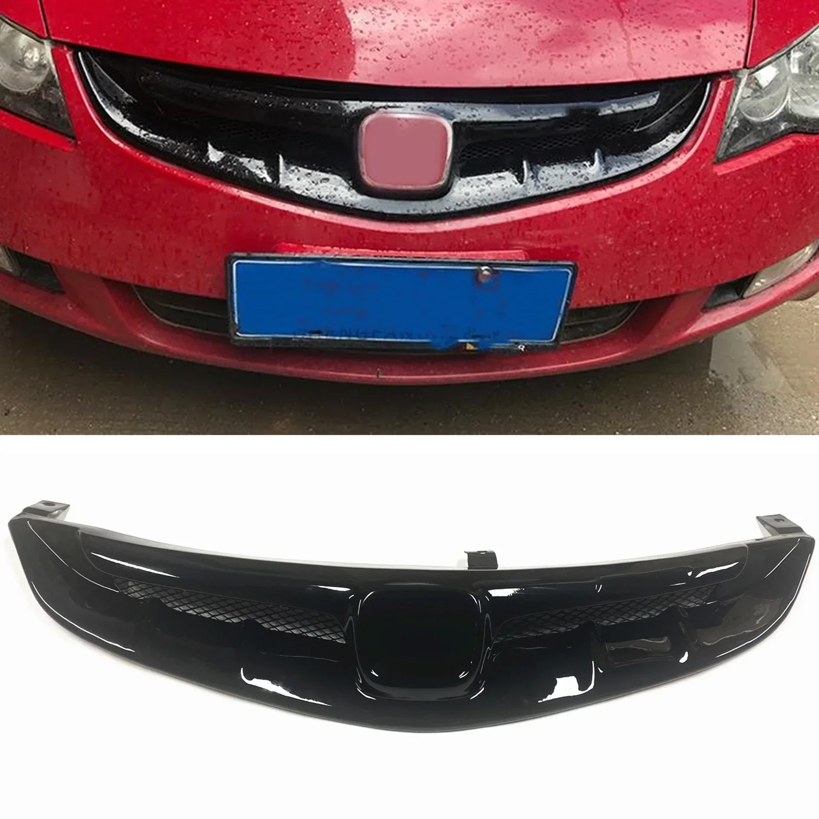 

New！ Front Grille For Honda Civic FD2 JDM 2006-2008 Racing Grills Glossy Black Car Upper Bumper Intake Hood Cover Mesh Body Kit