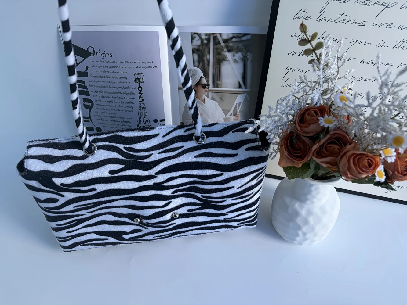 SHELKSBAG New Zebra Print Vintage Tote Bag Women Large Capacity Soft Top Handle Handbag Gold Ball Snap Underarm Shoulder Bag