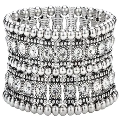 Multilayer stretch cuff bracelet women crystal wedding bridal jewelry gold silver color with crystal B22 wholesale dropshipping