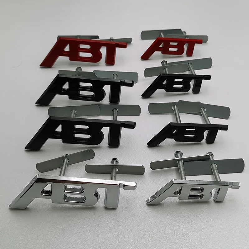 3D Metal Chrome Black Logo ABT Emblem Car Front Grille Badge Sticker