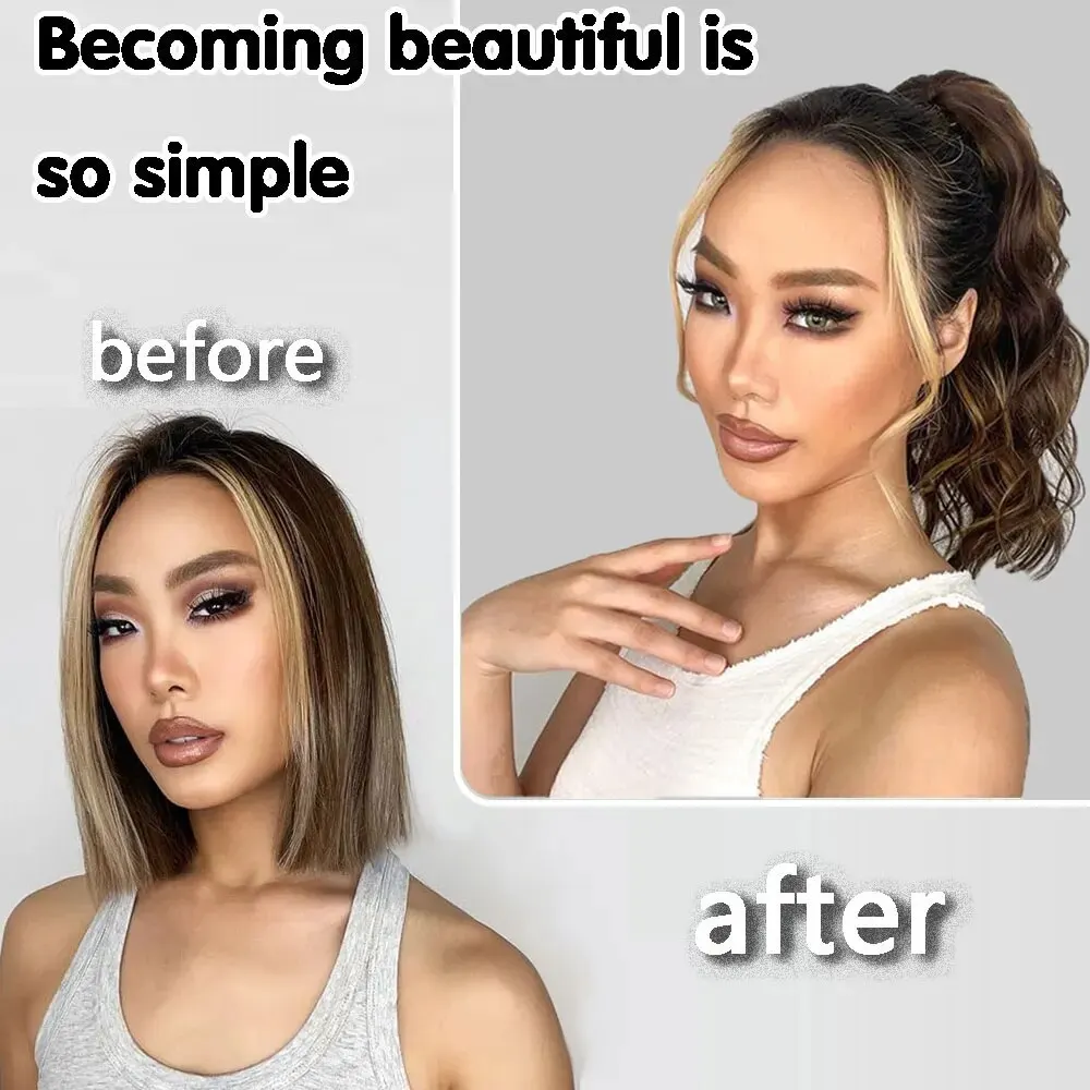 Синтетический 12-дюймовый зажим для хвоста, наращивание хвоста, короткий вьющийся хвост, женский черный, коричневый, светлый, заколка для волос для женщин