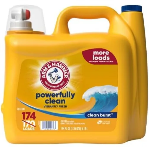 Liquid Laundry Detergent, Clean Burst Fresh, 174 Loads with Stain Fighters for HE Washers