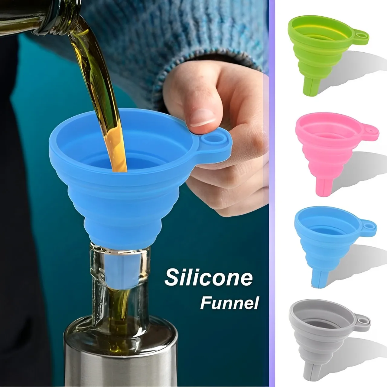 Foldable Car Engine Funnel Silicone Liquid Funnel Washer Fluid Change Portable Auto Engine Oil Change Funnel Car Accessories