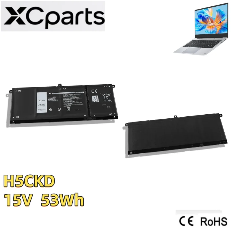 New 15V 53Wh H5CKD Laptop Battery for Dell Inspiron 5408 5400 7405 7300 7306 7500 7506 2-in-1 Silver 5300 5301 5401 5402 JK6Y6