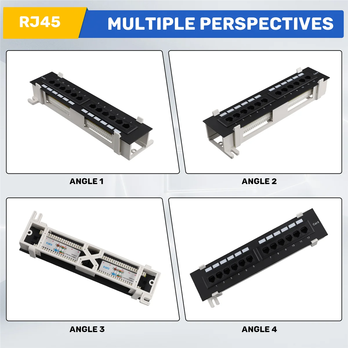 Beauty Network Tool Kit 12-Port CAT6 Patchpanel RJ45 Networking Wandmontagerek mit Oberflächen-Wandhalterung