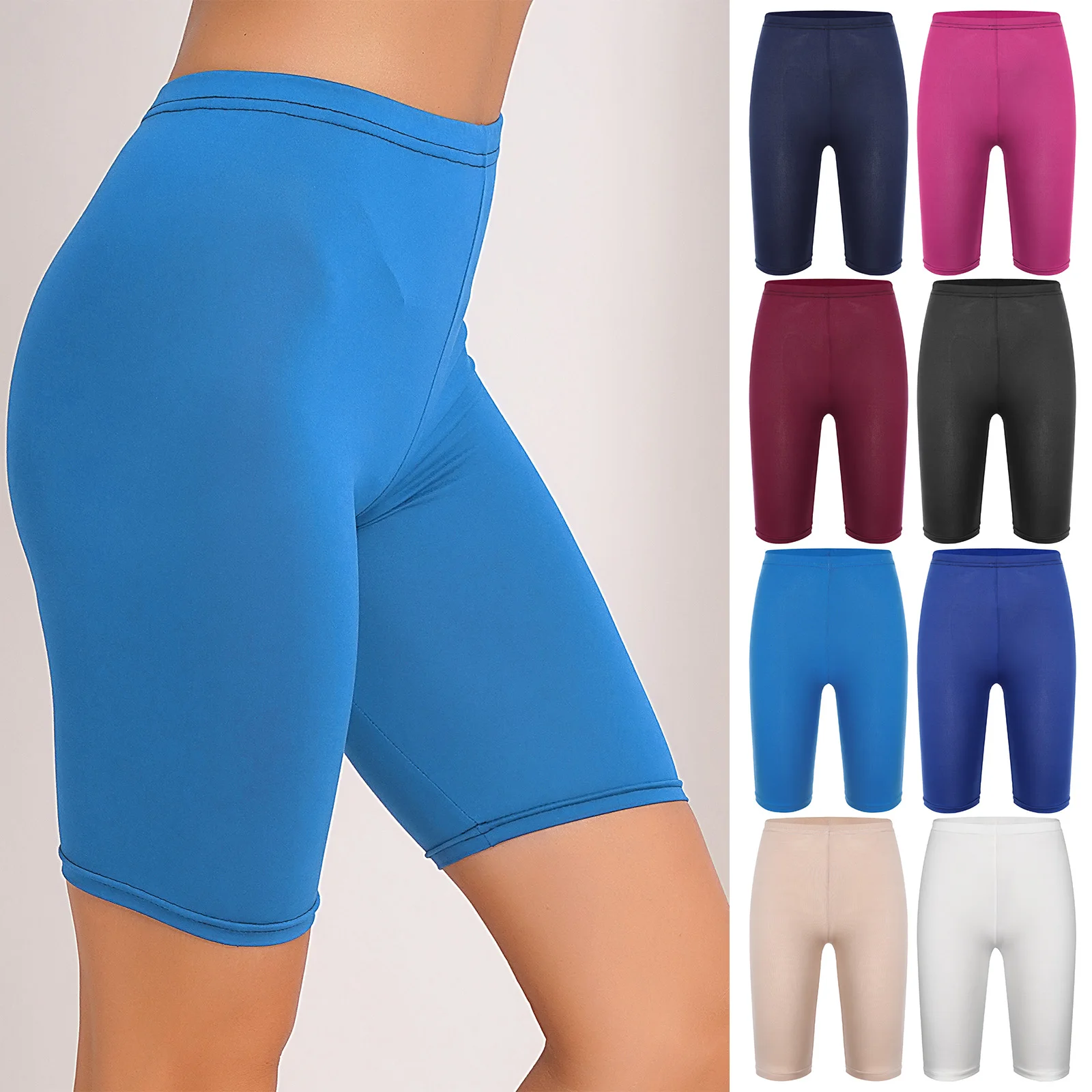 Womens Solid Color Yoga Shorts Elastic Waistband Seamless Short Leggings Stretchy Panties Tights Homewear Loungewear Sportswear