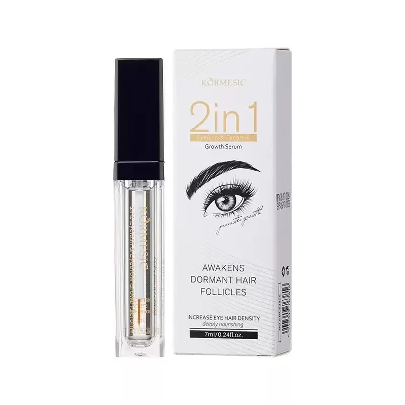 KORMESIC bianco di fascia alta nuovo Confezione Fashion Style Spessore Riccio 2 in 1 liquido per ciglia e sopracciglia 7ml