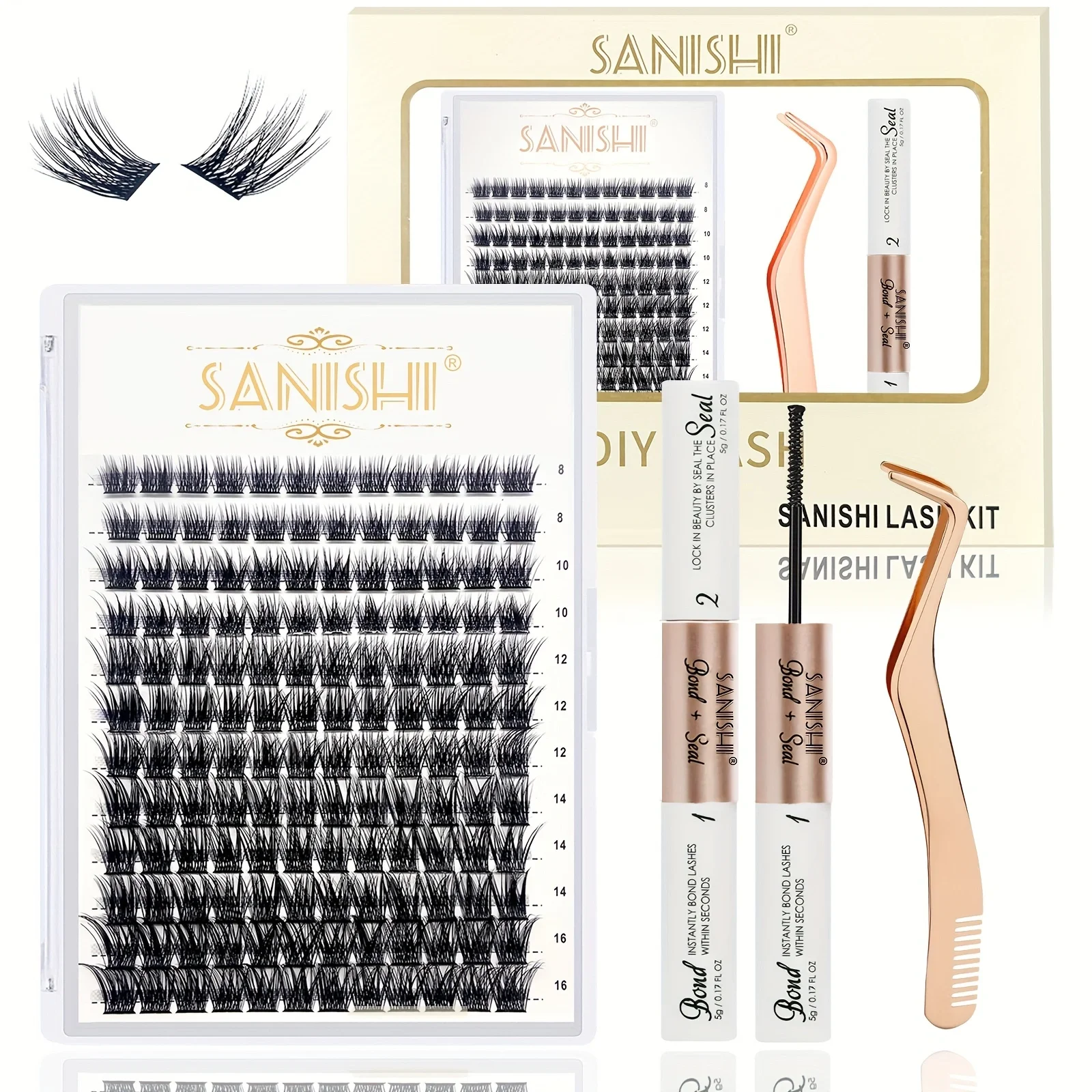 Sanishi DIY Eyelash Extension Kit  Eyelash clusters 144  cluster eyelash extensions kit at home lash extensions kit