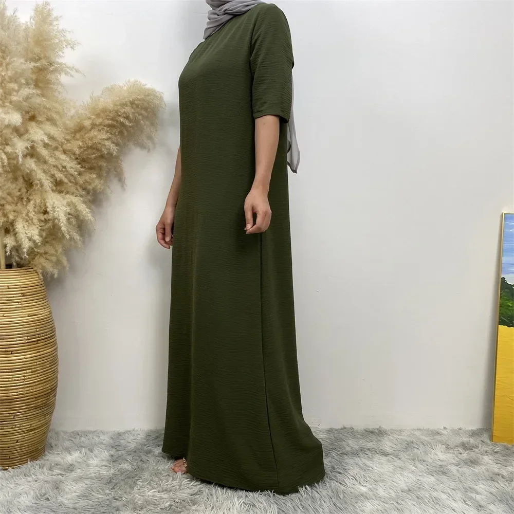 Modeste décontracté sous Abaya pour femmes musulmanes demi manches Maxi Robe turquie arabe Robe caftan dubaï islamique femme Eid Ramadan Robe