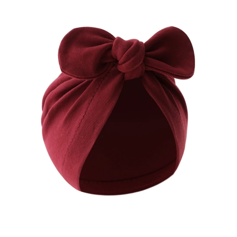 Berretto con fiocco Bowknot per bambino Cappello turbante in mussola Copricapo caldo Puntelli per foto neonato