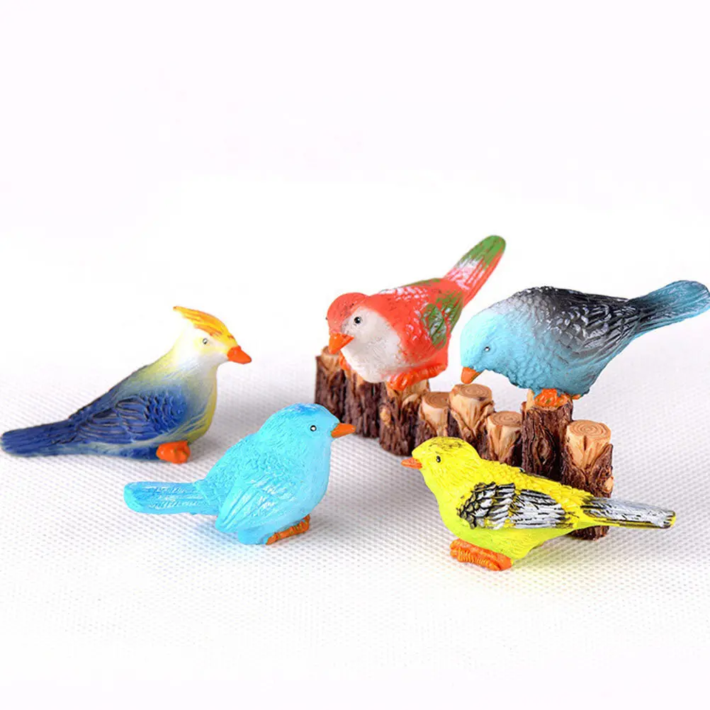

Набор из 8 миниатюрных фигурок птиц из смолы: элегантные украшения для рабочего стола, декор для дома, офиса, бонсай и микроландшафтов