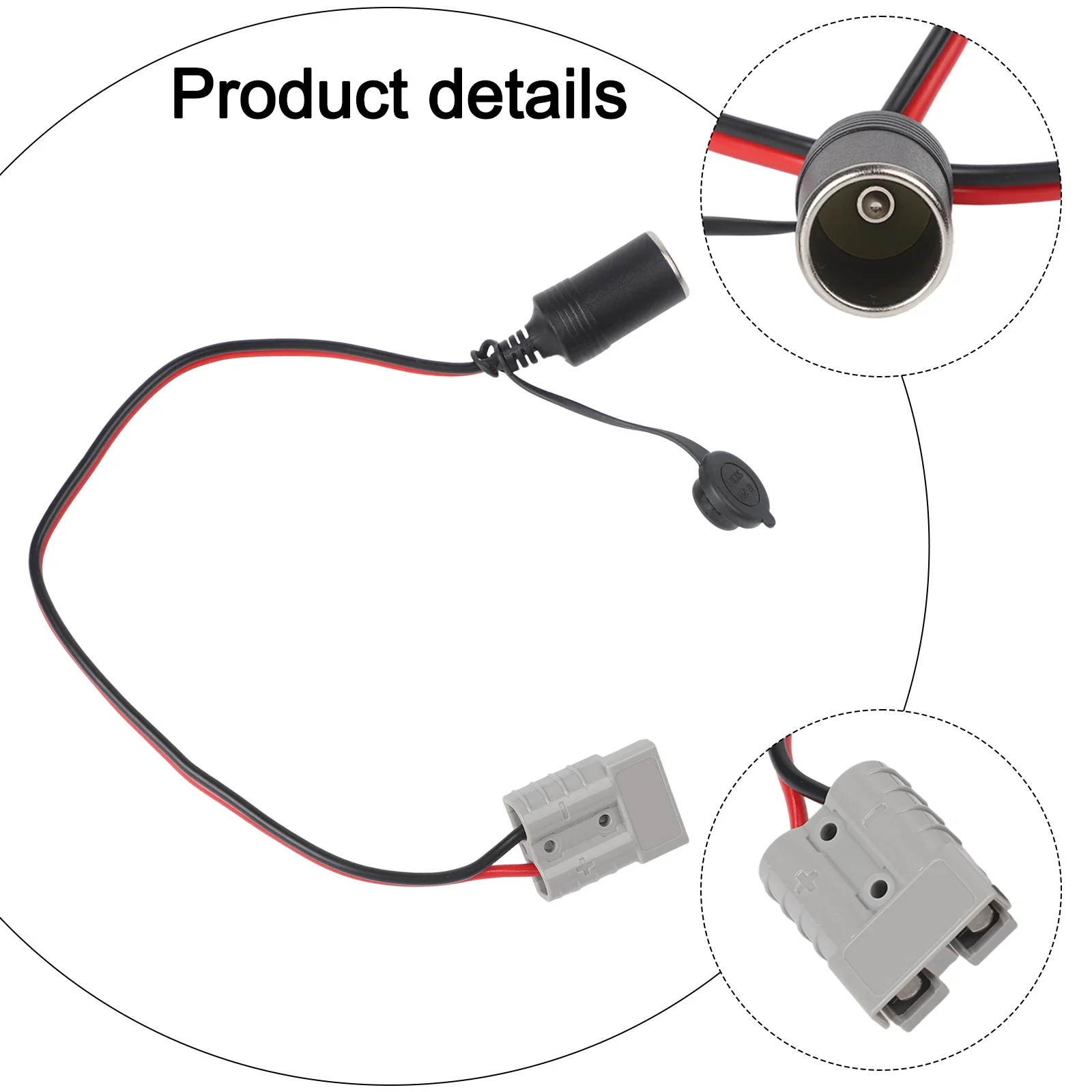 Copper Silver Heavy Duty Material 4WD For Car Refrigerator Trailer Socket 500mm 600V Grey 12/24 Volt 12AWG 1PC
