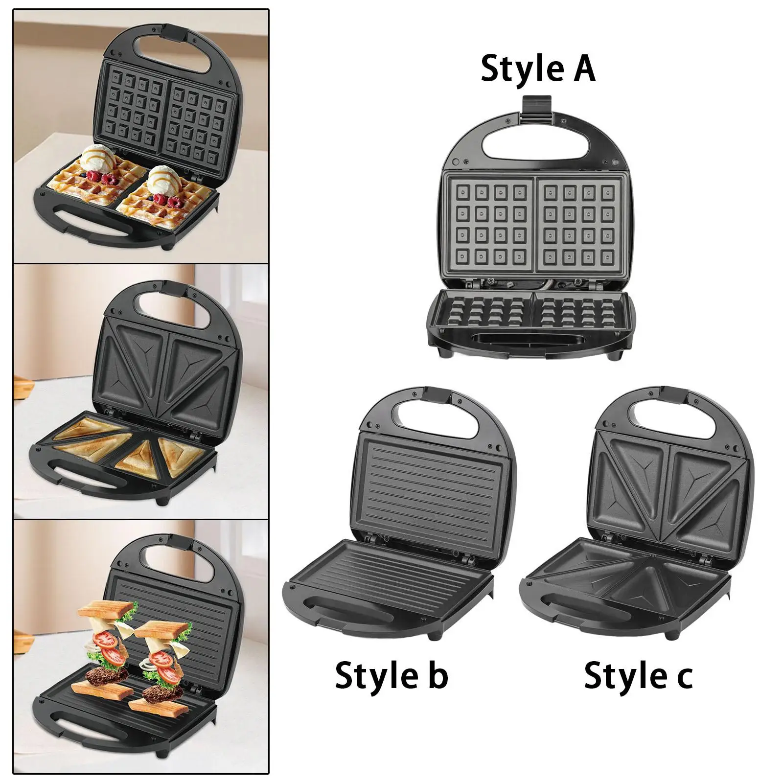 Breakfast Maker Machine Fast Heating Nonstick Surface with Handle Compact Waffle Iron for Waffle Lunch Omelette Breakfast Panini