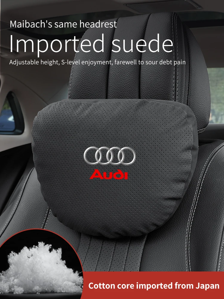 Audi A1 A3 A4 A5 A6 A7 A8 Q3 Q5 Q7 Q8 RS4 RS5 S3 S4 S5 TT Suede Car Headrest Neck Support Seat Lumbar cushion Soft Neck Pillow