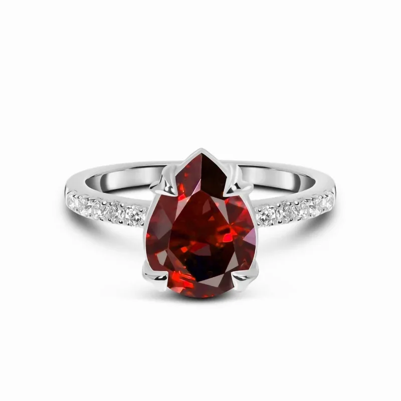 

S925 sterling silver ruby micro zircon ring female niche design simple light luxury delicate jewelry