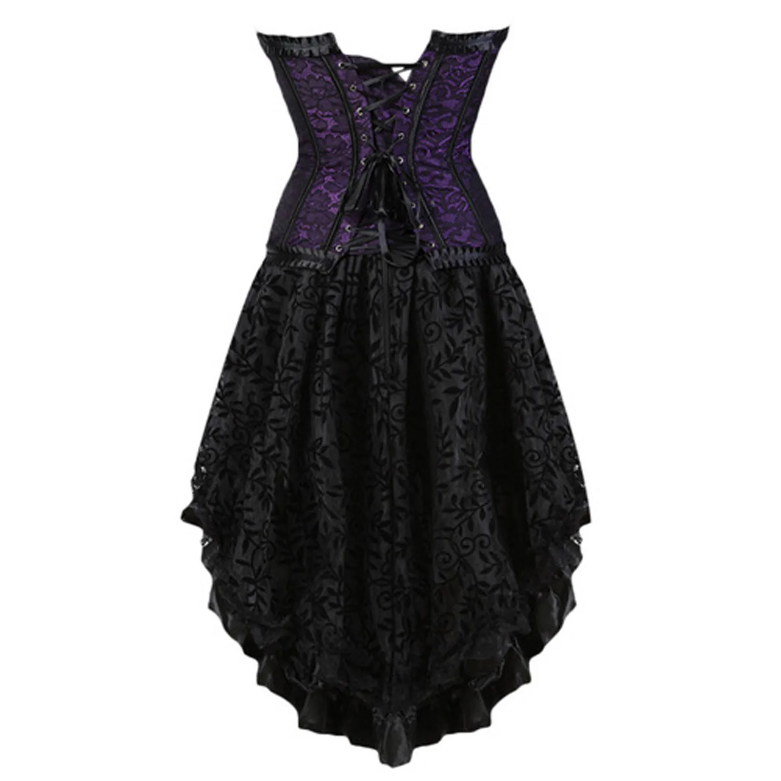 Flocking Leaf Lace Vantage Gothic Classic Dress Court Luxury Identity Irregular Dresses Casual Corset Elegant Dress Women