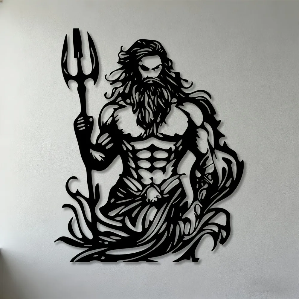 CIFBUY Iron Wall Art Poseidon Trident Metal Sign Decor For Indoor Outdoor Living Room Bedroom Office Elegant Home Decoration