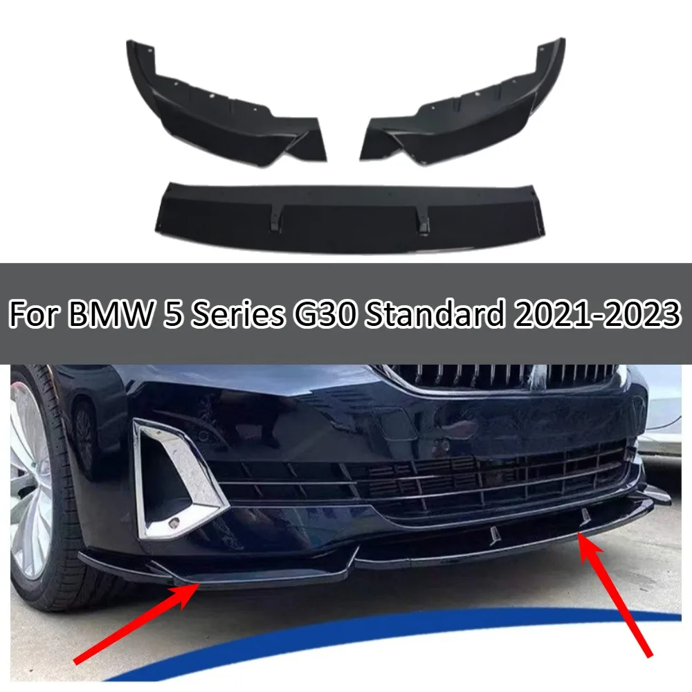 Front Lip Splitter For BMW 5 Series G30 Standard 2021-2023 3PCS Bumper Spoiler Body Kit Exterior Auto Tuning Accessories Upgrade