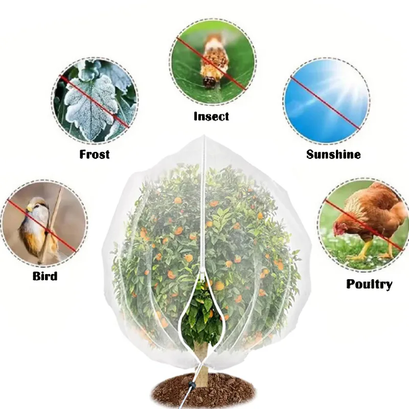 Muti Size Garden Netting Pest Barrier with Drawstring,zipper, Mosquito Net Cover Netting for Tomato Plants Vegetables Protective