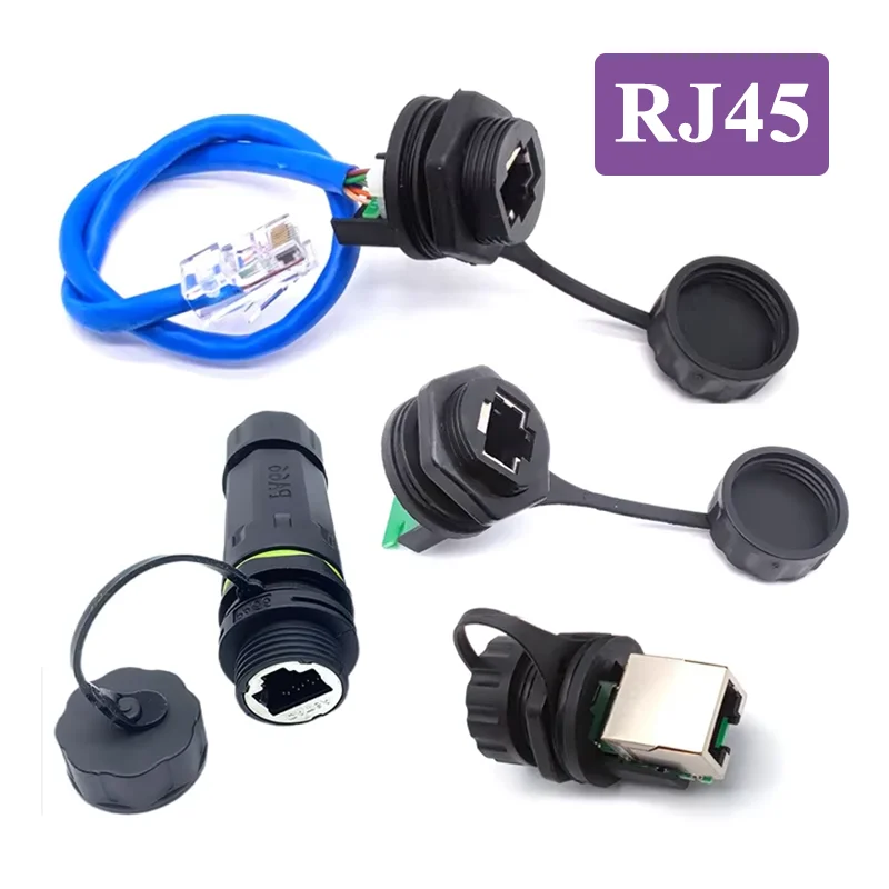 Waterproof CAT6A RJ45 Panel Socket IP67 M20 Network Cable Connector CAT5E Data Signal Female Base Joint  rj45 Mounted Terminal