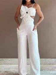 Fashion Women's Clothing Summer Sexy Off Shoulder High Waist Playsuits Fashion Vacation White Suspenders Romper Women Jumpsuits