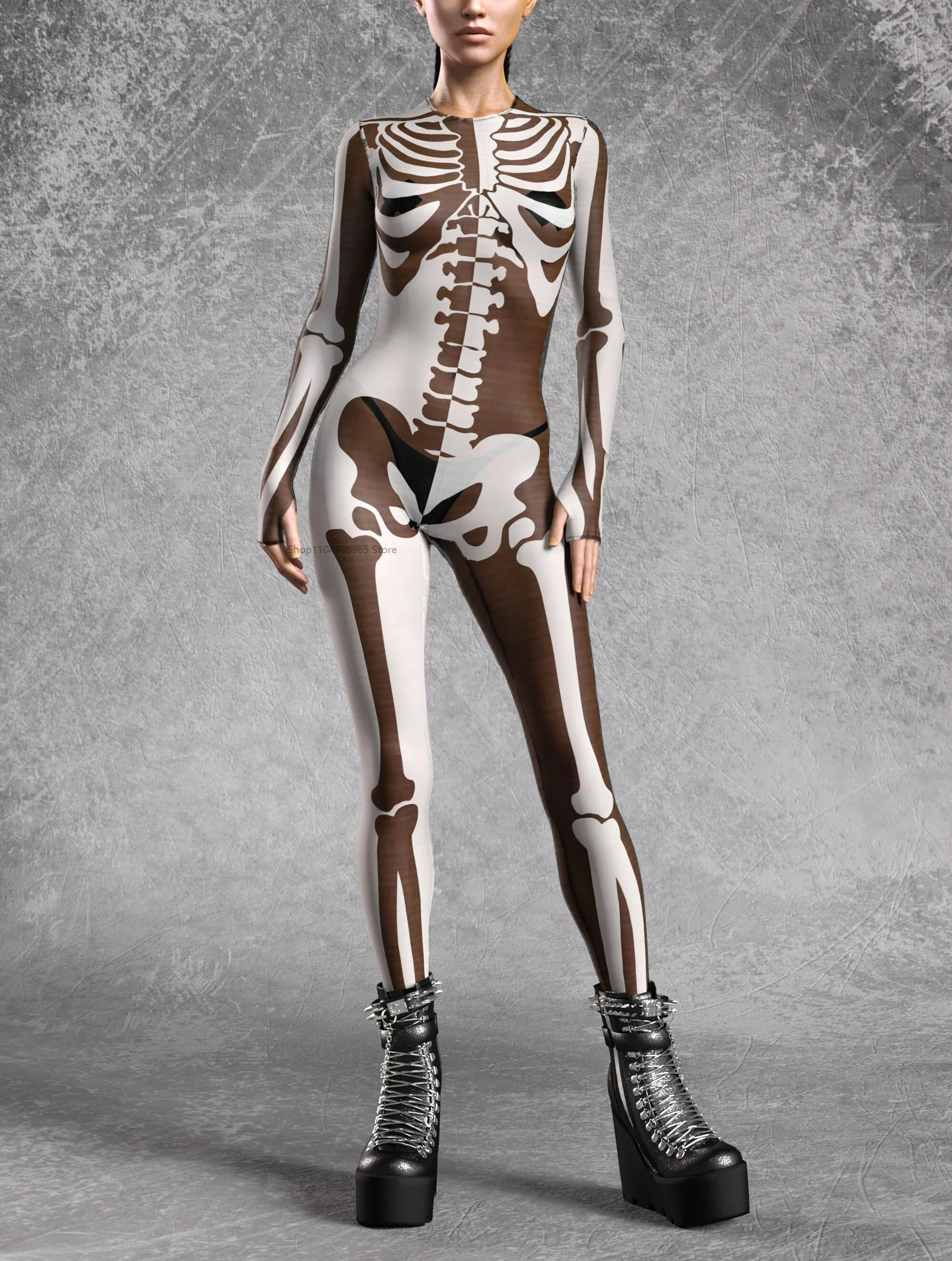 

Women Skeleton Bodysuit Halloween Party Cosplay Sexy Tights Rave Party Carnival Jumpsuit Perfermence Rompers 2025