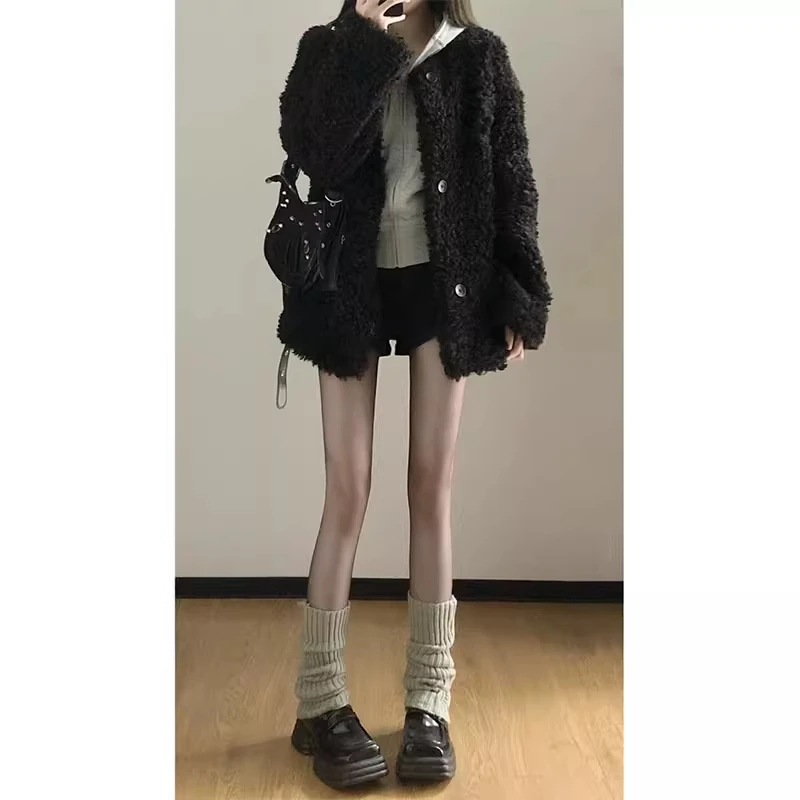 Żakiet tweedowy młodzieżowy damski wiosenny wodoodporny z kołnierzykiem, dekoltem w serek, zapinany na guziki, artystyczny, w stylu japońskim, z szarfami, sportowy, z panelami.