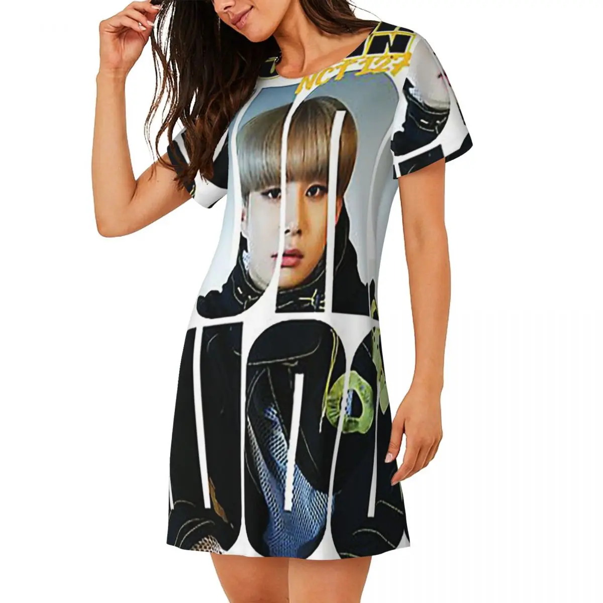 Ночная рубашка Custom NCT 127 Jungwoo Superhuman с короткими рукавами для женщин, мягкая пижама-платье.