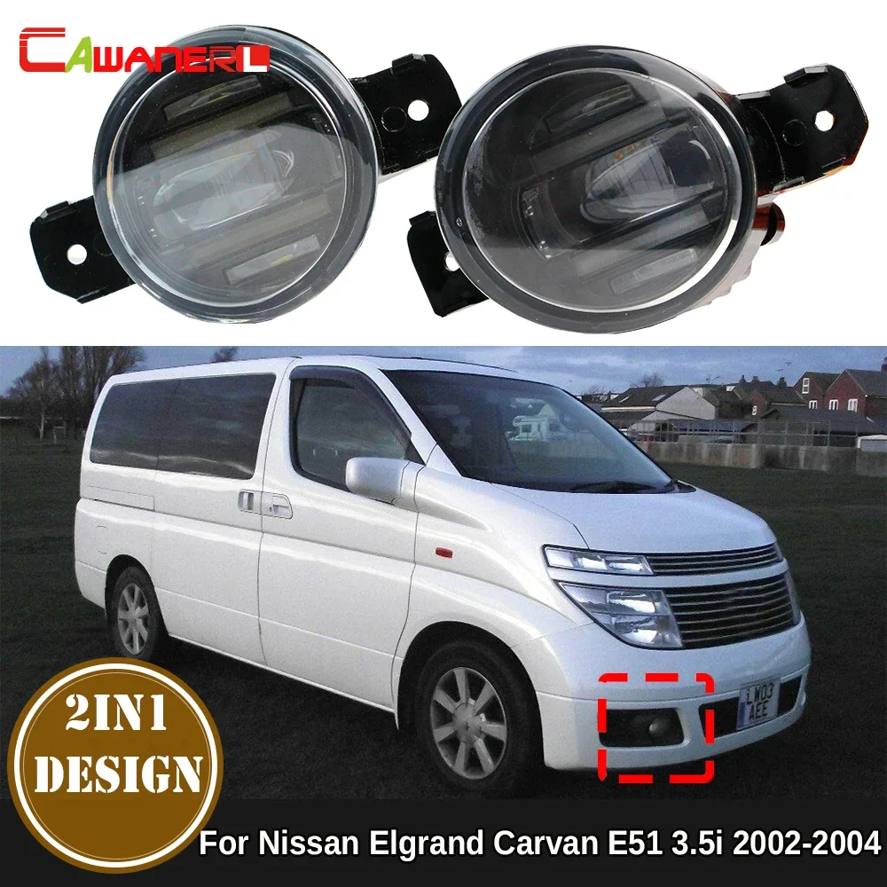 2 Pieces Car Front Bumper LED Lens Fog Light Daytime Running Lamp DRL H11 12V For Nissan Elgrand Carvan E51 3.5i 2002 2003 2004