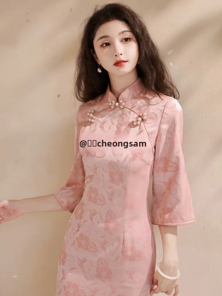 

Розовое вечернее платье Ele Reinterpretation Daily Dr для женщин, с высококачественной вышивкой, в женственном стиле, длинное