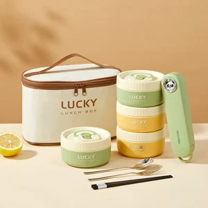 WORTHBUY Kotak Makan Siang Termal Tertutup Portabel untuk Anak-anak Microwave yang Dapat Ditumpuk 304 Kotak Bento Baja Tahan Karat Wadah Makanan Berinsulasi 12 hermetik penjualan terbaik - №