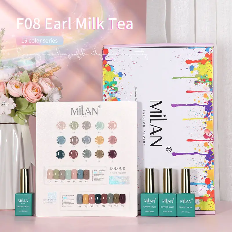 MILAN 2023 New Private Label Permanent 15ml 15Colors Very Good Uv Gel Nail Polish Set For Bulk Wholesale