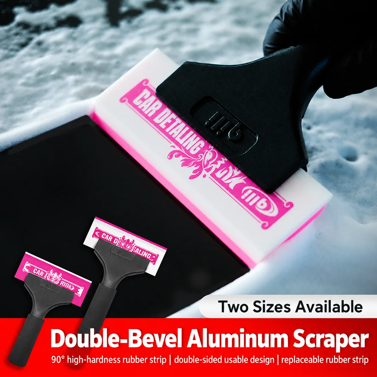 Aluminum Alloy Car Film Application Tool Double Angle Water Removal Scraper Cow Tendon Scraper for Auto Wrap Installation