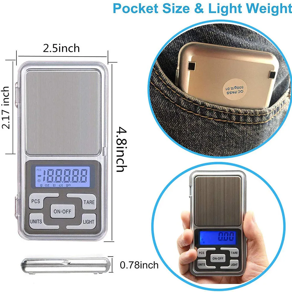 Mini Electronic Scales High Precision 500gx0.1g Pocket Digital Scale for Gold Sterling Jewelry Balance Gram For Kitchen Scale