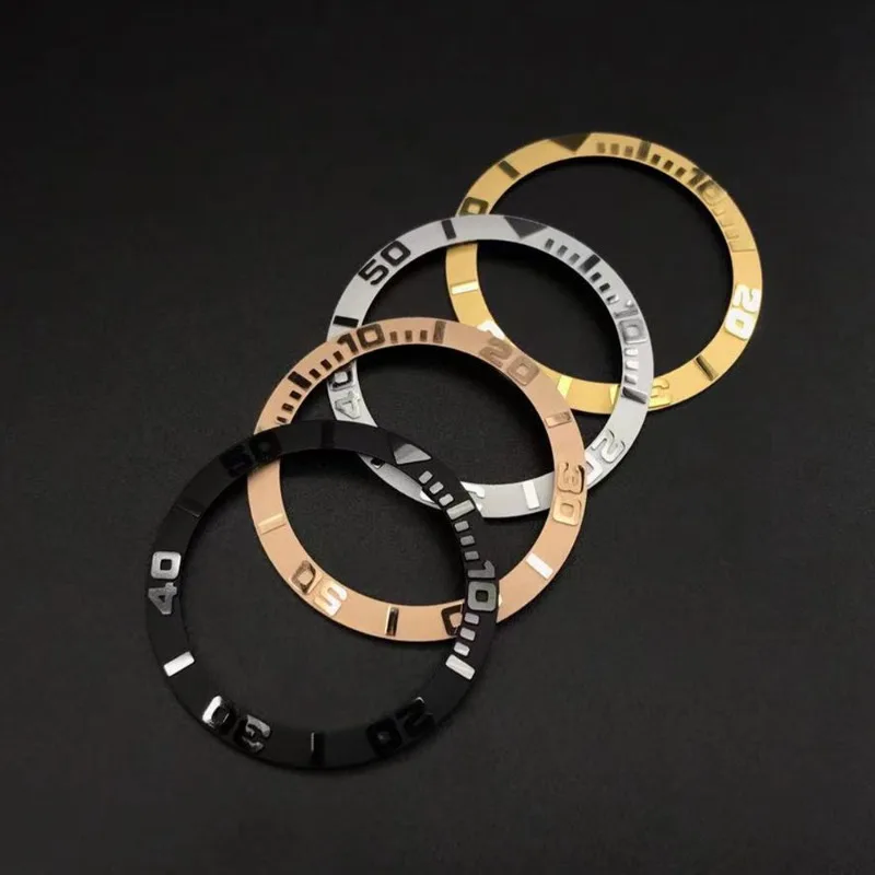 Black yacht embossed beveled ring, modified watch accessories 38mm ceramic ring three-dimensional embossed