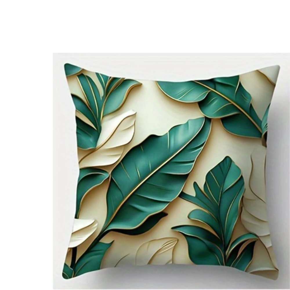 Green & Gold Leafy Elegance PillowcasesLiving room sofa cushion cover, soft and comfortable, bedroom room decoration
