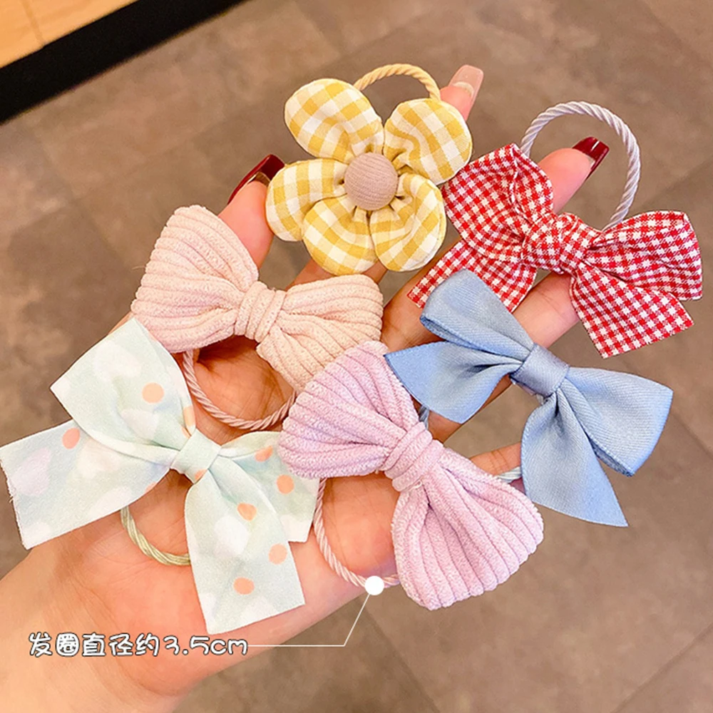 10pcs/set Flower Bowknot Elastics Hair Ties for Girl Children Cute Rubber Bands DIY Colorful Hair Bands Hair Accessories