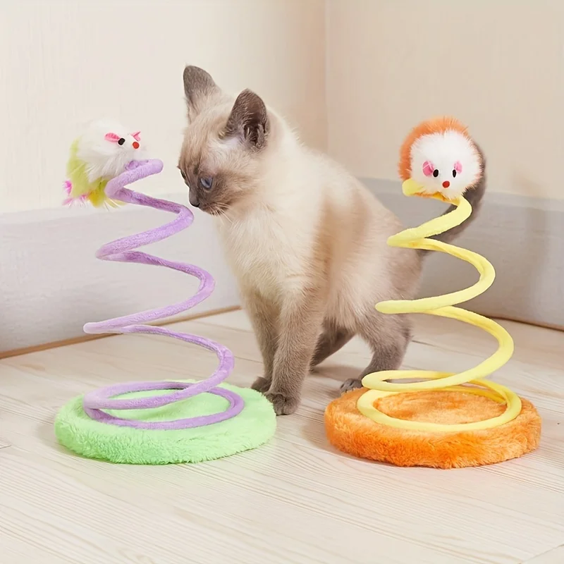 1 Stück Katzen-Federspielzeug, farbige Maus, Katzenspielzeug zum Necken, Plüsch-Feder-Katzenspielzeug, interaktives Spielzeug, selbstunterhaltsames Spielzeug