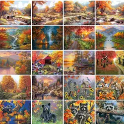 GATYZTORY DIY Painting By Numbers Kits Autumn Landscape Hand Painted Oil Paint By Numbers Unique Gift For Home Decor 40x50 cm