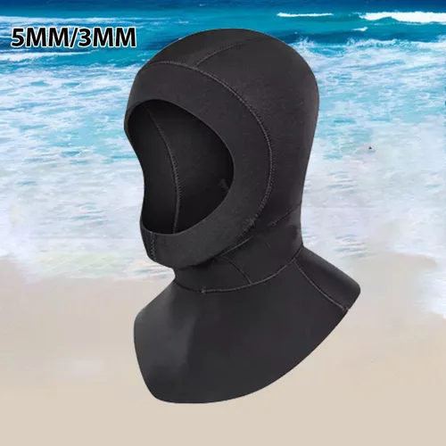 Imagen 1 del producto Gorro de buceo de neopreno con capucha de 5MM/3MM para hombre y mujer, gorro de natación grueso con hombro para buceo profundo, surf, pesca submarina, gorro de buceo antifrío