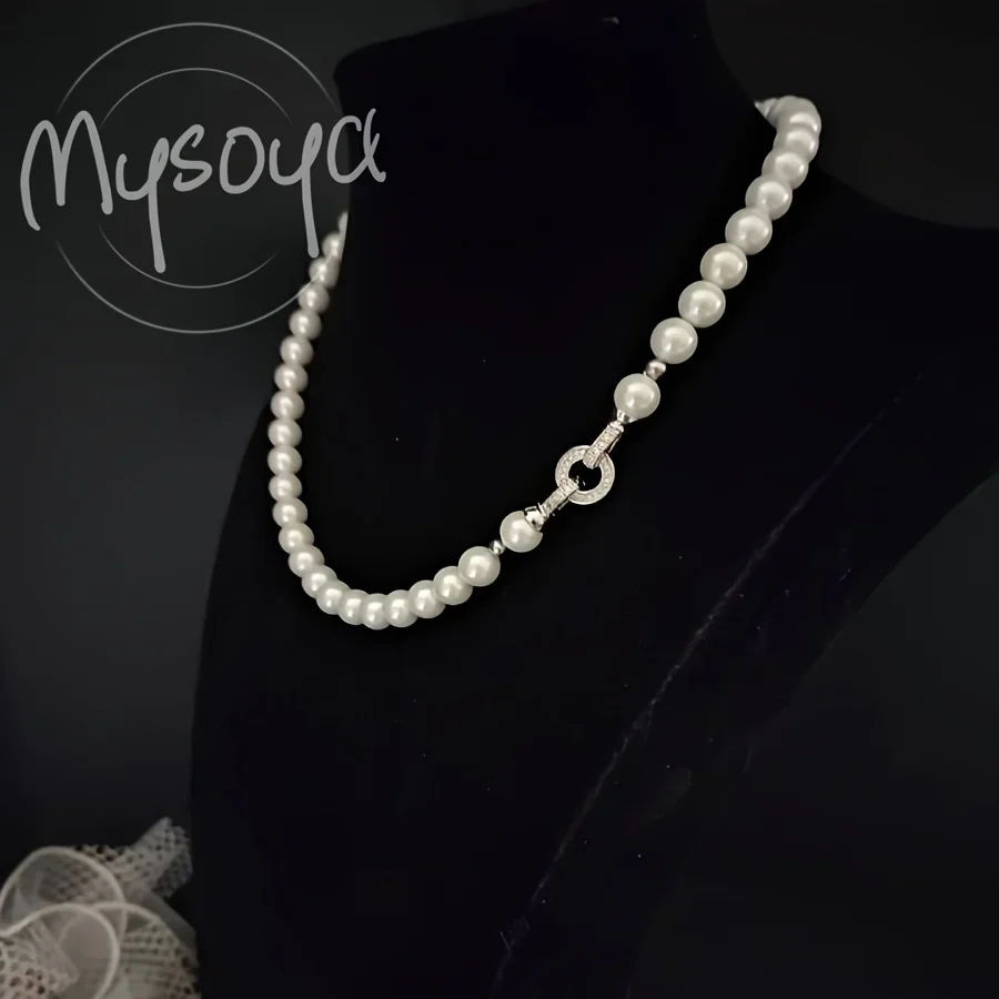 

Ожерелье MYSOYA с пресноводным жемчугом, жемчуг 7-8 мм с круглой застежкой, идеально подходит для повседневной носки, вечеринки, свадьбы, подарочной коробки, подарок на день рождения