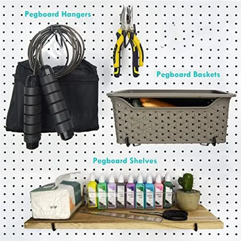DTA4 Peg Board Shelf Hooks 8PACK 6Inch, Heavy Duty Metal Utility Hook Set for 1/4 Pegboard, Garage Workbench Art for Craft Room