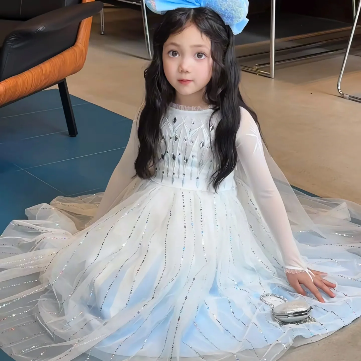 Girls Summer Princess Dress Children Sunscreen Long Sleeved Gauze Skirt with Cloak 2026 Summer New