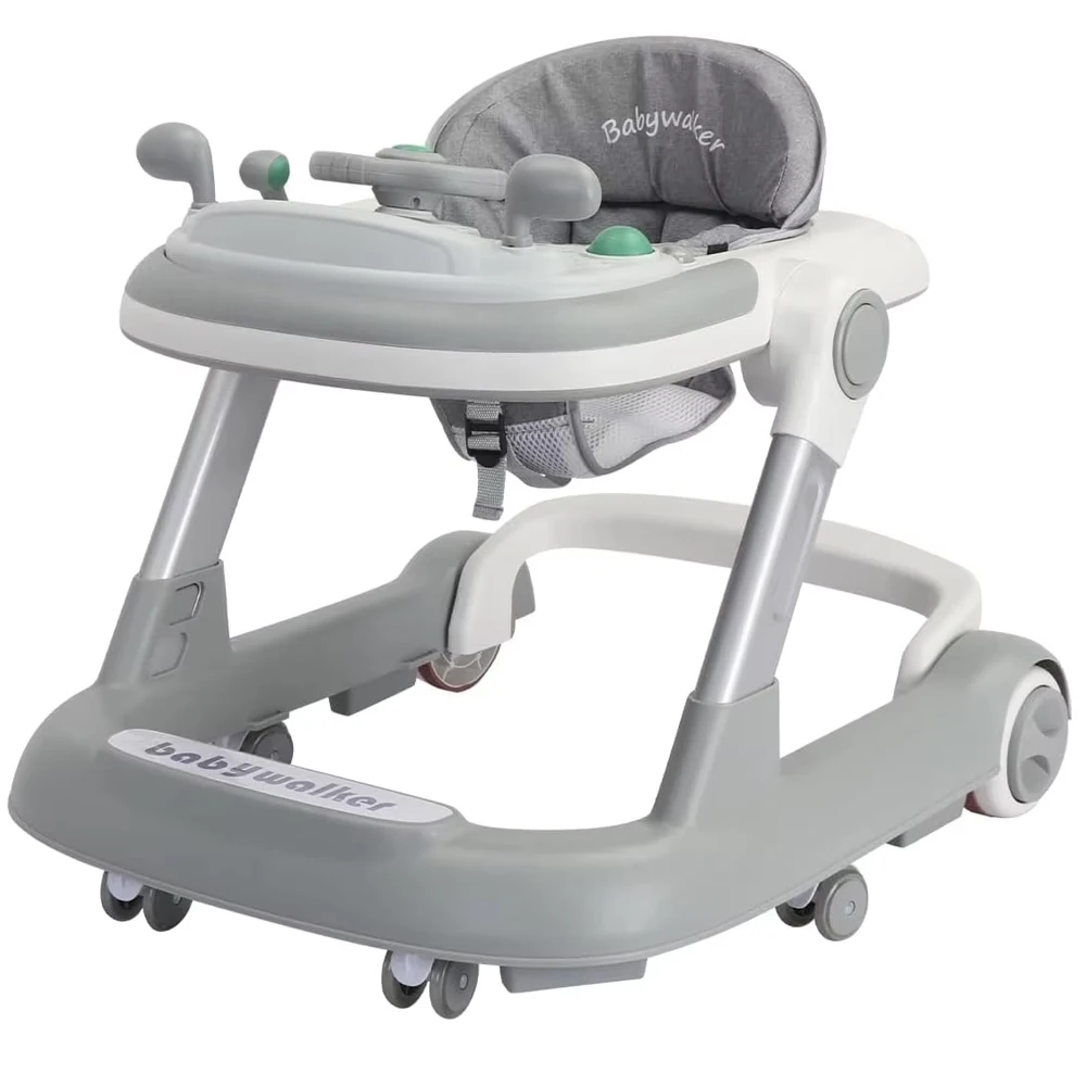 2-in-1 loopstoeltje, peuter baby loopstoeltje met verwijderbaar voerbakje en muziekbakje (zonder batterij), opvouwbare loopstoeltje
