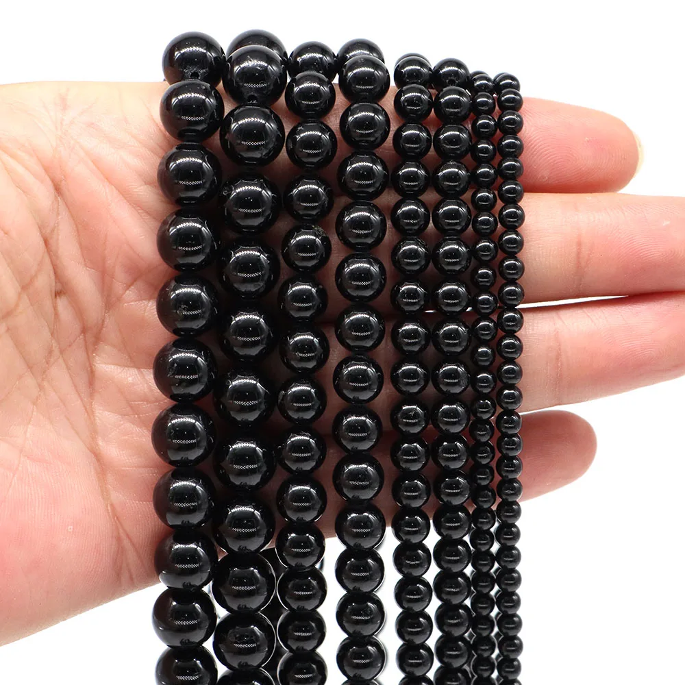4 6 8 10mm Natural Crytsal Stone Black Tourmaline Round Loose Spacer Gemstone Accessories For Making Handicrafts Jewelry Gifts - Image 3