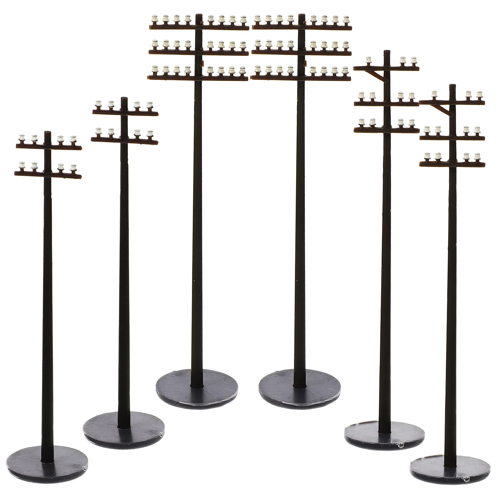 6 Pcs Micro Landscape Telephone Pole Sand Table Telegraph Poles The Black Decor Scenario Models Scenery Dining Plastic