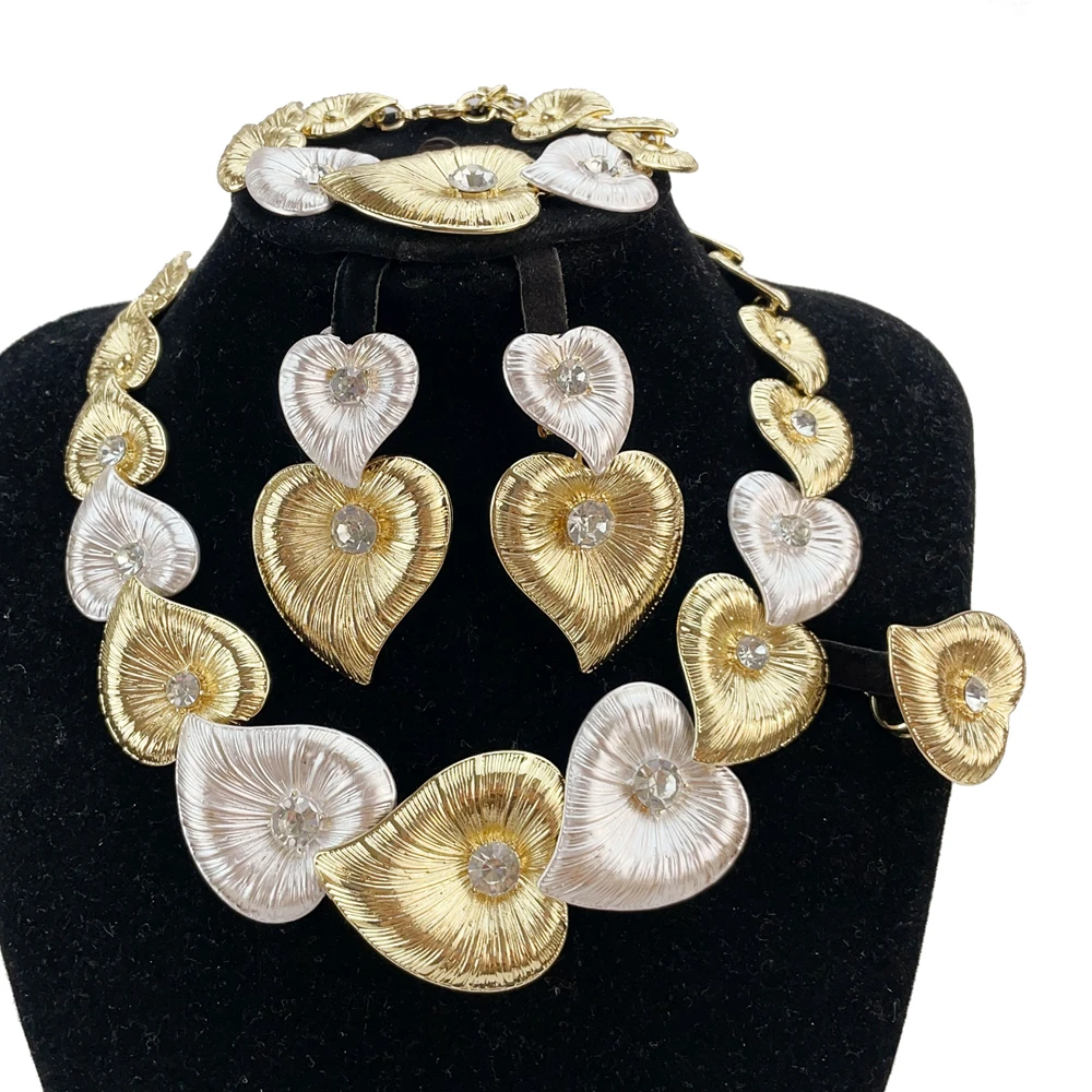 

Hot Selling Italian Gold Plated Jewelry Women's Wedding Party Banquet Big Pendant Light Weight Bold Jewelry Sets FHK20229