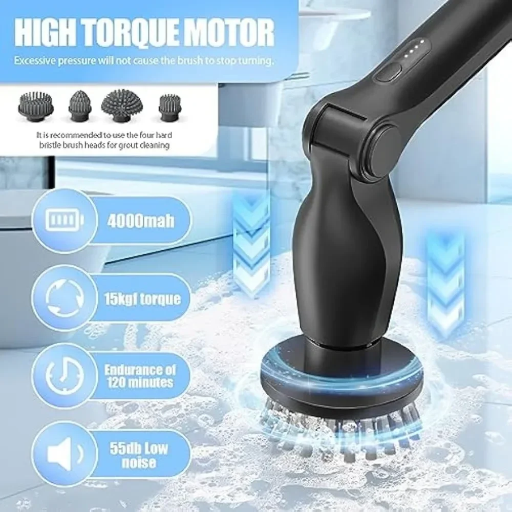 8 in 1 Wireless Electric Spin Scrubber Floor Wall Cleaning Brush Bathroom Kitchen Cleaner Household Rotating Cleaning Machine