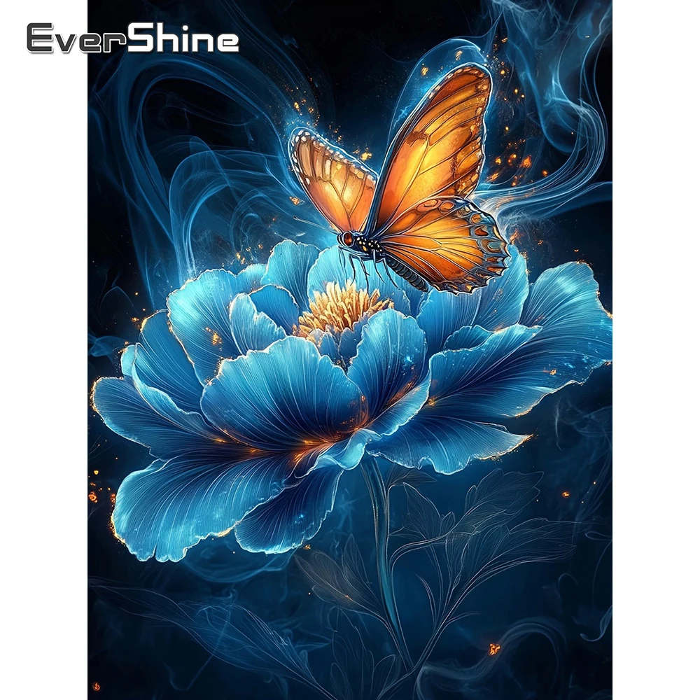 EverShine Diamant-Mosaik-Blumenbild mit voller Besatzung, quadratisches Gemälde, Schmetterlingsbild aus Strass, Diamant-Stickerei, Wandkunst
