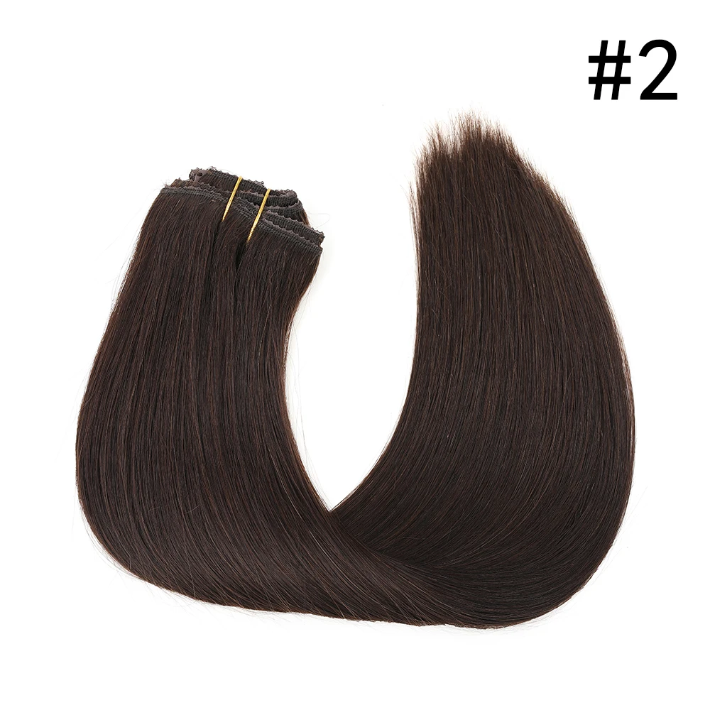 8 Uds. Extensiones de cabello con Clip marrón Chocolate, Clip de encaje Remy liso en extensiones de cabello humano para mujeres, cabello con Clip de 12-18 pulgadas